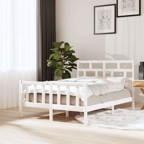  Okvir za krevet od masivne borovine bijeli 120 x 200 cm Slike