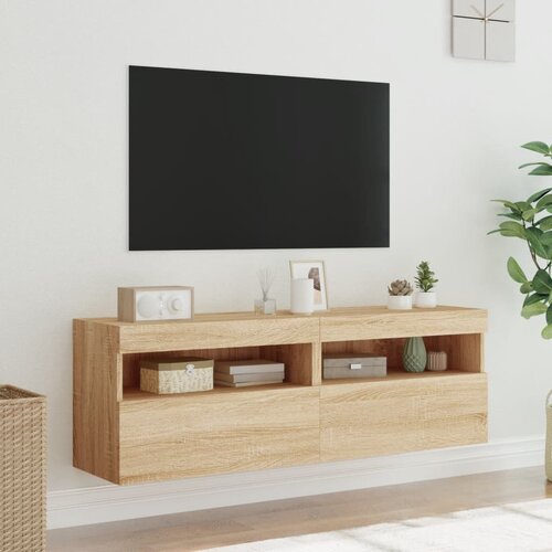  Zidni TV ormarići LED 2 kom boja hrasta sonome 60x30x40 cm Slike