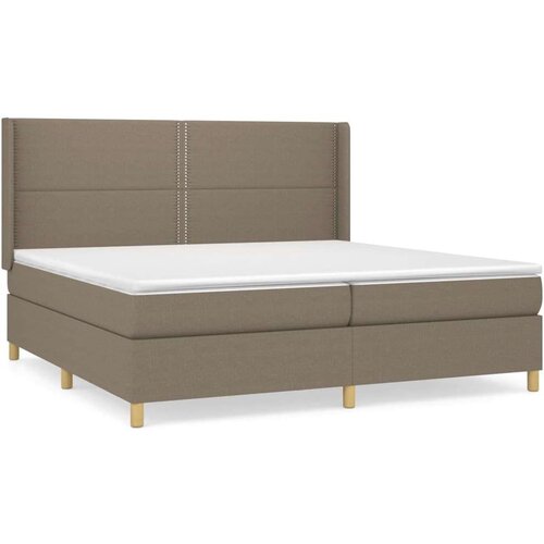  Krevet s oprugama i madracem smeđesivi 200x200 cm od tkanine Slike