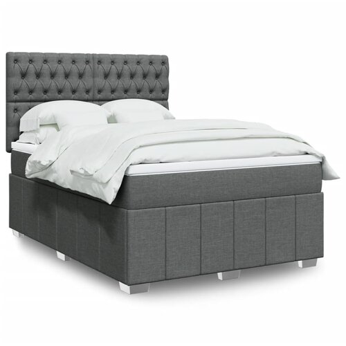 vidaXL Box spring postelja z vzmetnico temno siva 140x200 cm blago Cene