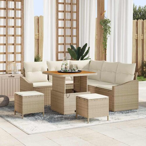 vidaXL Vrtna sedežna garnitura 8 pcs Bež, Kremasta 80 x 80 x 71 cm Cene