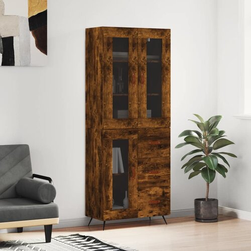 vidaXL Visoka komoda dimljeni hrast 69 5x34x180 cm konstruiranog drva Cijene