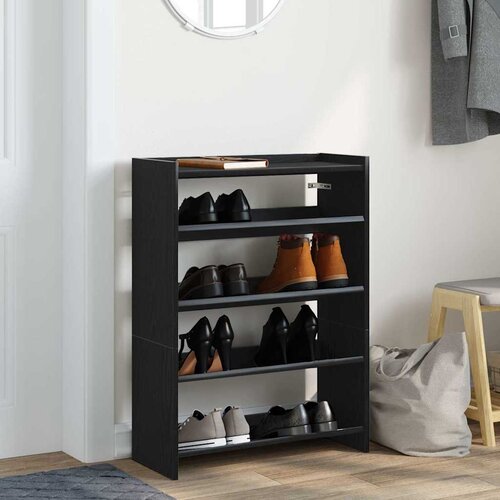  Stalak za cipele crni 60x25x81 cm od konstruiranog drva Slike