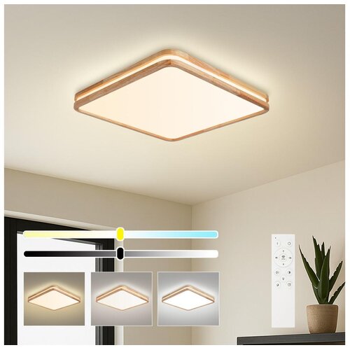 Brilagi LED prigu&amp;scaron;iva svetiljka MOLINA SQUARE LED/80W/230V hrast 60x60 cm + daljinski upravljač Slike