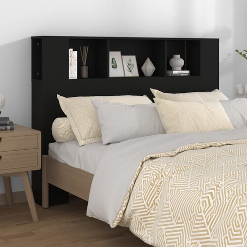  Uzglavlje s ormarićem crno 140 x 18,5 x 104,5 cm Slike