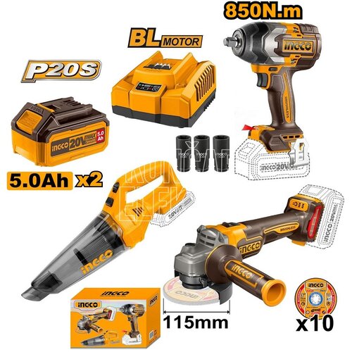Ingco set akumulatorskog alata COSLI240789E 2x5,0Ah SUPER Cene