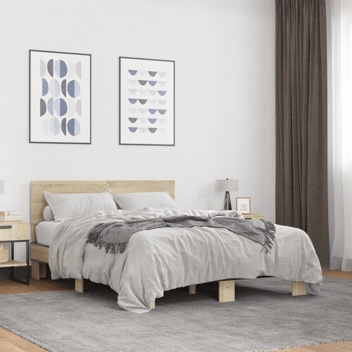 Furnova Posteljni okvir sonoma hrast 140x190 cm inž. les in kovina, (21935209) Slike