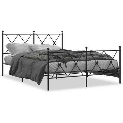 vidaXL Metalni okvir kreveta uzglavlje i podnožje crni 137x190 cm Cijene
