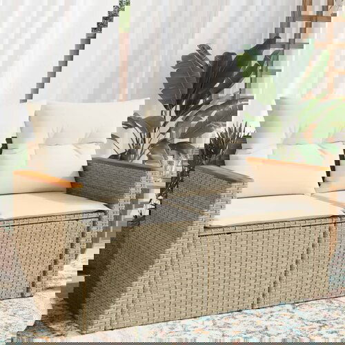 vidaXL Vrtni dvosjed s jastucima bež od poliratana Cijene