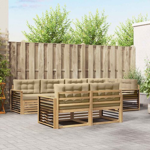 Set vanjskih sofa 7 kom. Bijela i bež Poliester Smeđa 327 x 168,5 x 73 cm Cene