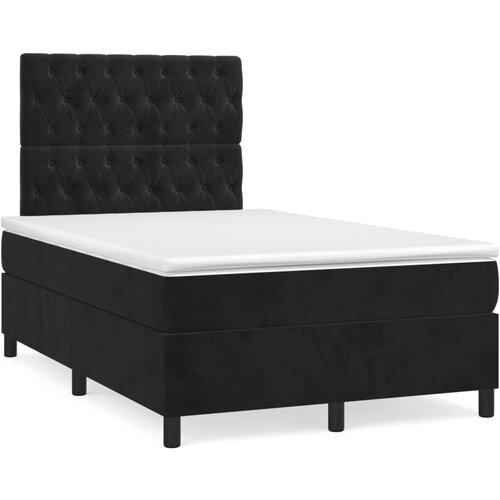 vidaXL Box spring postelja z vzmetnico LED črna 120x190 cm žamet Cene