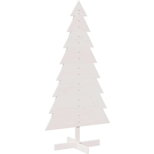 VidaXL Drveno ukrasno božićno drvce bijelo 150 cm od masivne borovine Slike