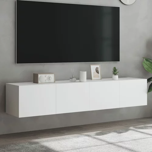 vidaXL Stenske TV omarice z LED lučkami 2 kosa bela 80x35x31 cm