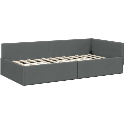 vidaXL Kotna postelja Temno siva 90 x 200 cm Tkanina in oblikovan les, (5000069036) Cene