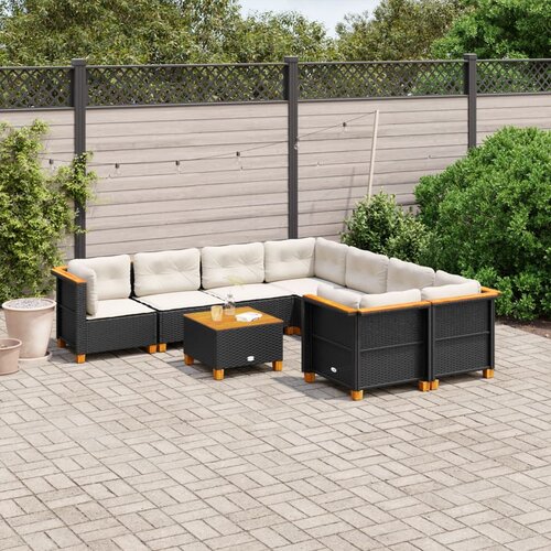vidaXL 9-dijelni set vrtnih sofa s jastucima crni od poliratana Cijene