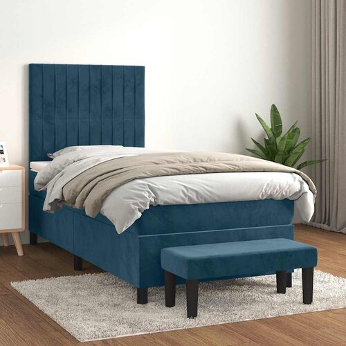 Box spring krevet s madracem tamnoplavi 90x200 cm bar&amp;scaron;unasti Slike