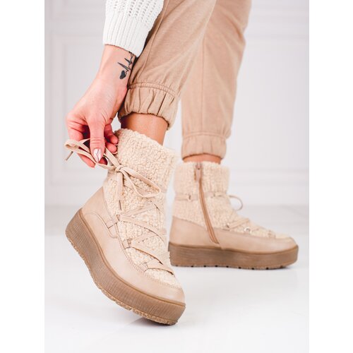 SHELOVET Women&amp;#039;s snow boots on the platform beige Slike