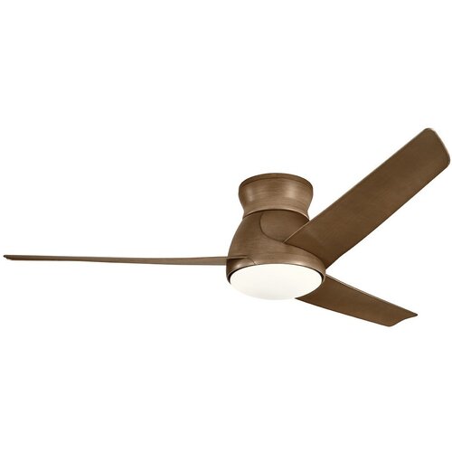 Elstead Lighting Elstead Kichler Eris Stropni ventilator s 3 lopaticami, 132 cm, LED lučjo, orehovim lesom, IP44, z daljinskim upravljalnikom, (22100416) Cene