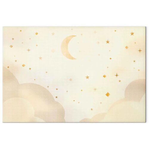  Slika - Bright Night - Moon Accompanied by Many Stars on a Light Background 120x80 Premium Print Slike