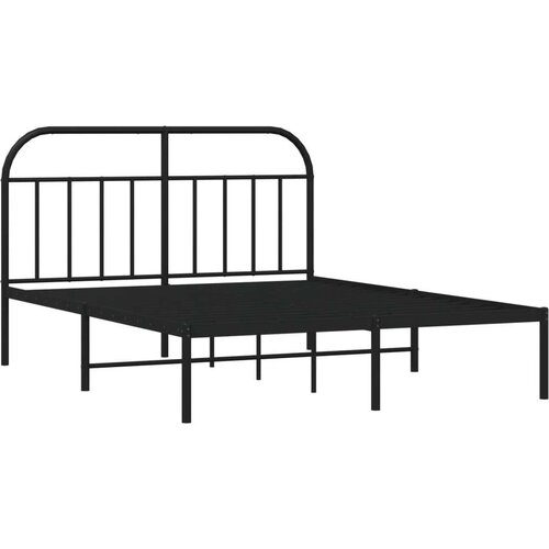 VidaXL Metalni okvir za krevet s uzglavljem crni 135x190 cm Slike