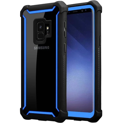 Cadorabo Ohišje, združljiv s Samsungom v Blue Black-2-in-1 zaščitni pokrov s silikonskim robom TPU in akrilnim steklenim hrbtom, (20563720)