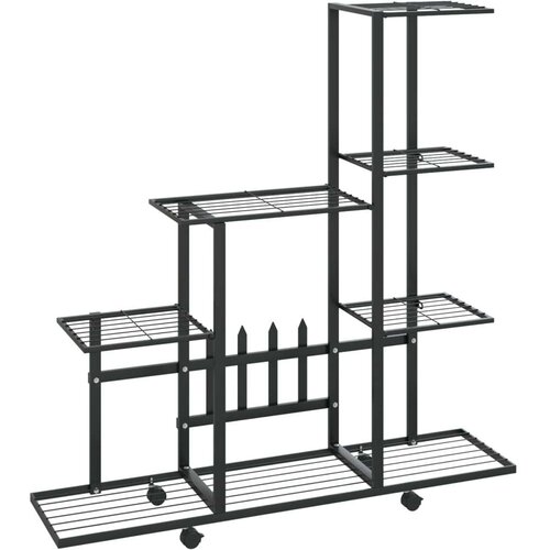  Stalak za cvijeće s kotačima 94 5 x 25 x 92 5 cm crni metalni Slike