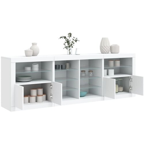 VidaXL Komoda z LED diodami bela 202x37x67 cm Slike
