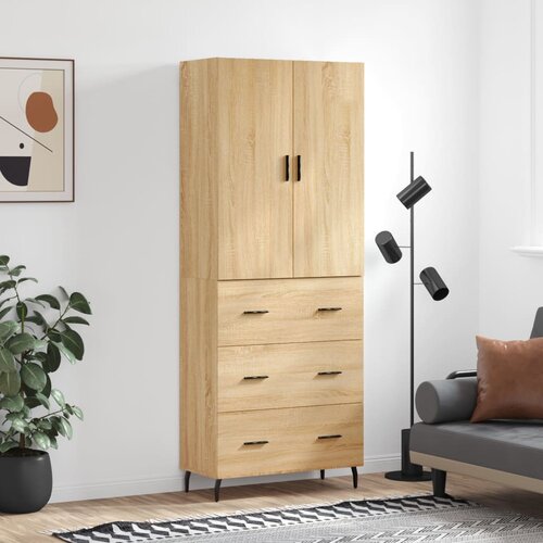 vidaXL Visoka komoda sonoma hrast 69,5x34x180 cm inženirski les Cene