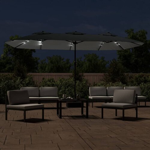  Dvostruki vrtni suncobran s LED svjetlima antracit 449 x 265 cm Slike