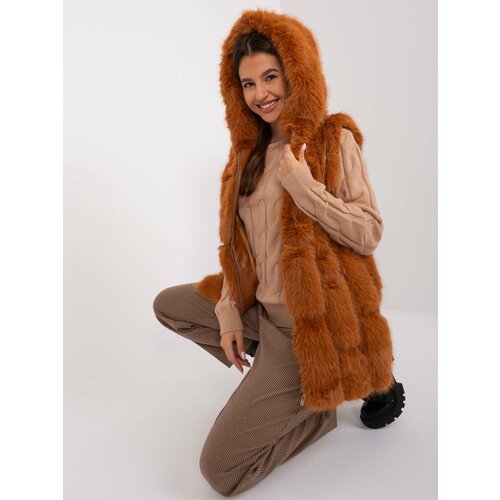 Fashion Hunters Light brown fur vest with pockets Slike