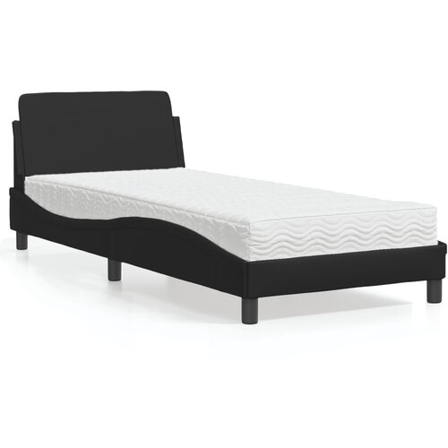 VidaXL Postelja z vzmetnico črna 90x190 cm umetno usnje Slike