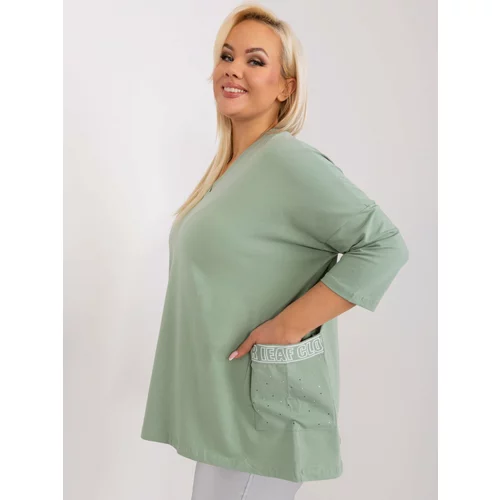 Fashion Hunters Pistachio women's blouse in a larger size with pockets