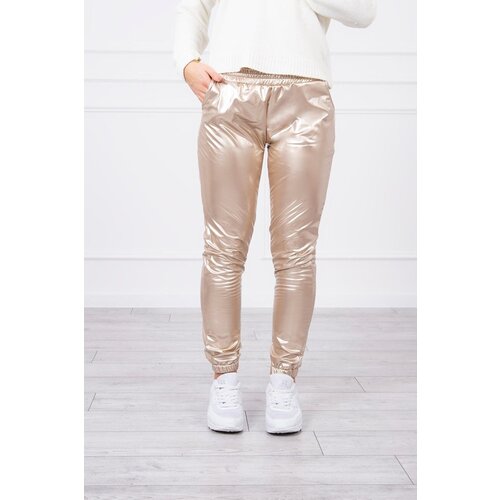 Kesi Double-layer trousers with beige velour Slike