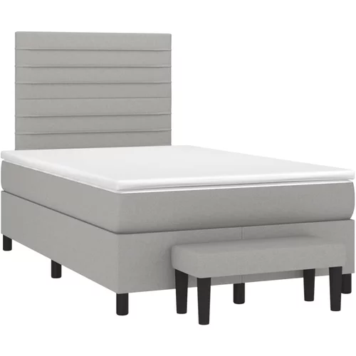 vidaXL Box spring postelja z vzmetnico svetlo siva 120x190 cm blago, (21111707)