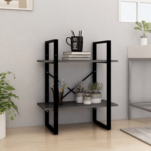 Ormarić za knjige s 2 razine sivi 60x30x70 cm masivna borovina Cijene