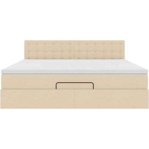 VidaXL Otomanski krevet s madracem krem 180x200cm od tkanine Slike