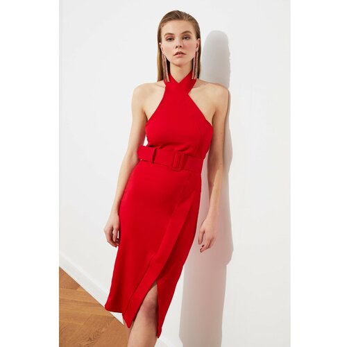 Trendyol Ženska večernja haljina Koktel krema tamnocrvena | Crveno Slike