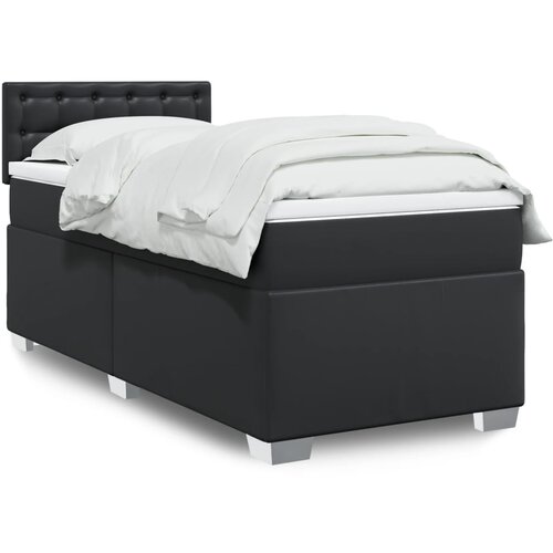vidaXL Box spring postelja z vzmetnico črna 80x200 cm umetno usnje Cene