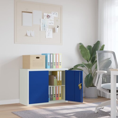 VidaXL Ormarić za spise svjetlosivi i plavi 90 x 40 x 70 cm čelični Slike