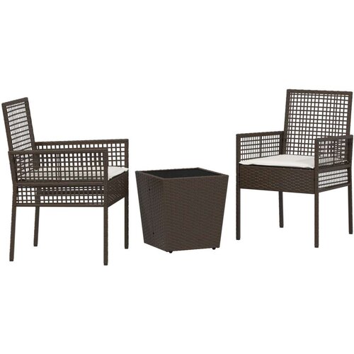  3-dijelni vrtni bistro set s jastucima smeđi poli ratan Slike