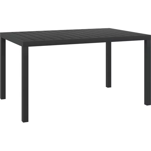  Vrtna miza črna 150x90x74 cm aluminij in WPC