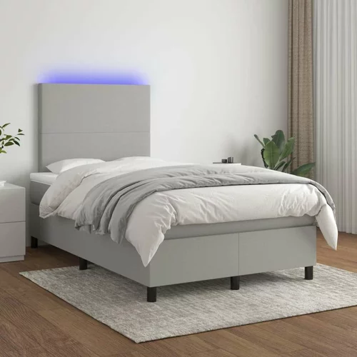  Box spring postelja z vzmetnico LED sv. siva 120x200 cm blago, (20789353)