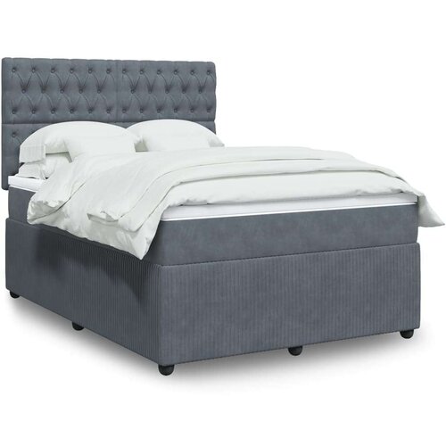 vidaXL Box spring postelja z vzmetnico temno siva 160x200 cm žamet Cene