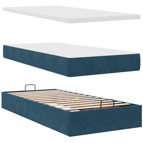  Otomanski okvir kreveta s madracima plavi 200x200cm bar&amp;scaron;unasti Slike