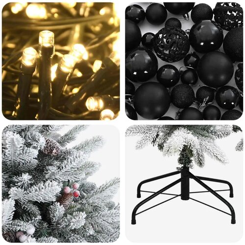 Umjetno božićno drvce s kuglicom 210 cm 300 LED lampica - Zelena i bijela 210 cm s LED-ima i crnim lopticama Slike