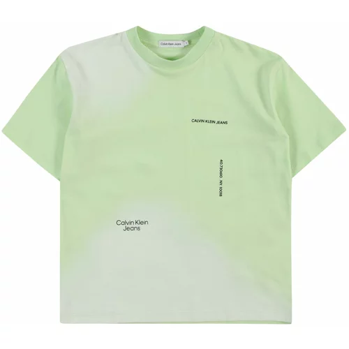 Calvin Klein Jeans Majica svetlo zelena / črna / bela