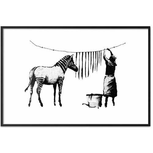  Plakat - Banksy: Zebra Washing 42x29.7 Crni okvir s margom Cene