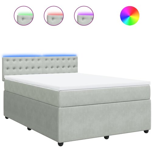 VidaXL Box spring postelja z vzmetnico svetlo siva 140x200 cm žamet, (21306414) Slike