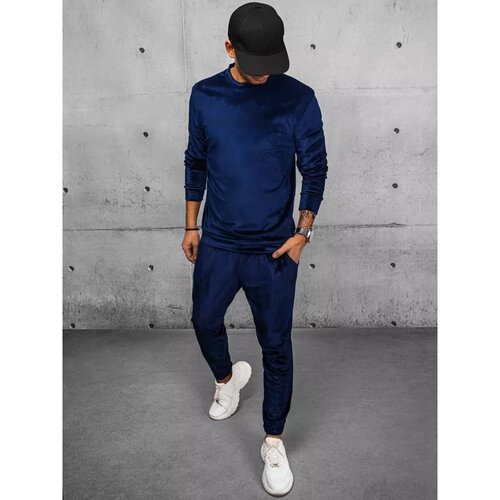 DStreet Men's navy blue velor tracksuit AX0708 Cene