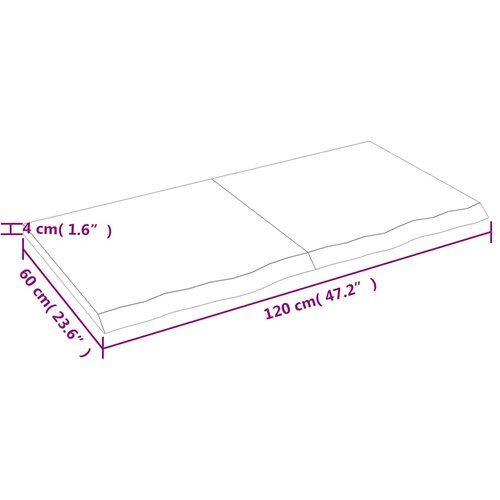  Zidna polica tamnosmeđa 120x60x(2-4) cm od obrađene hrastovine Slike